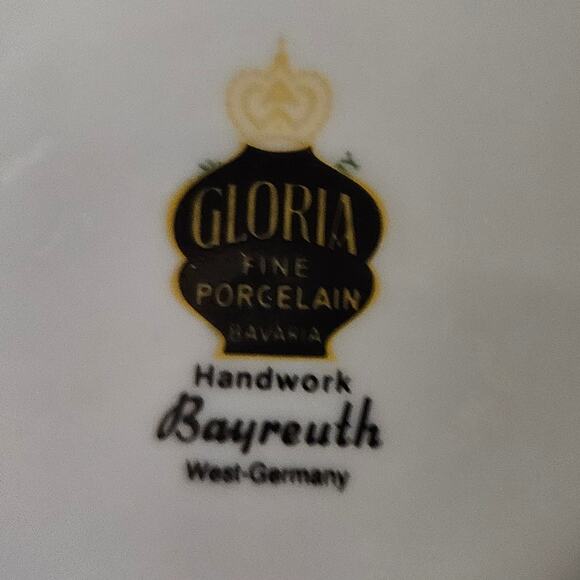 Gloria Bavaria Bayreuth Handwork Vase West Germany Porcelain Gold Trim Romantic - Picture 7 of 7